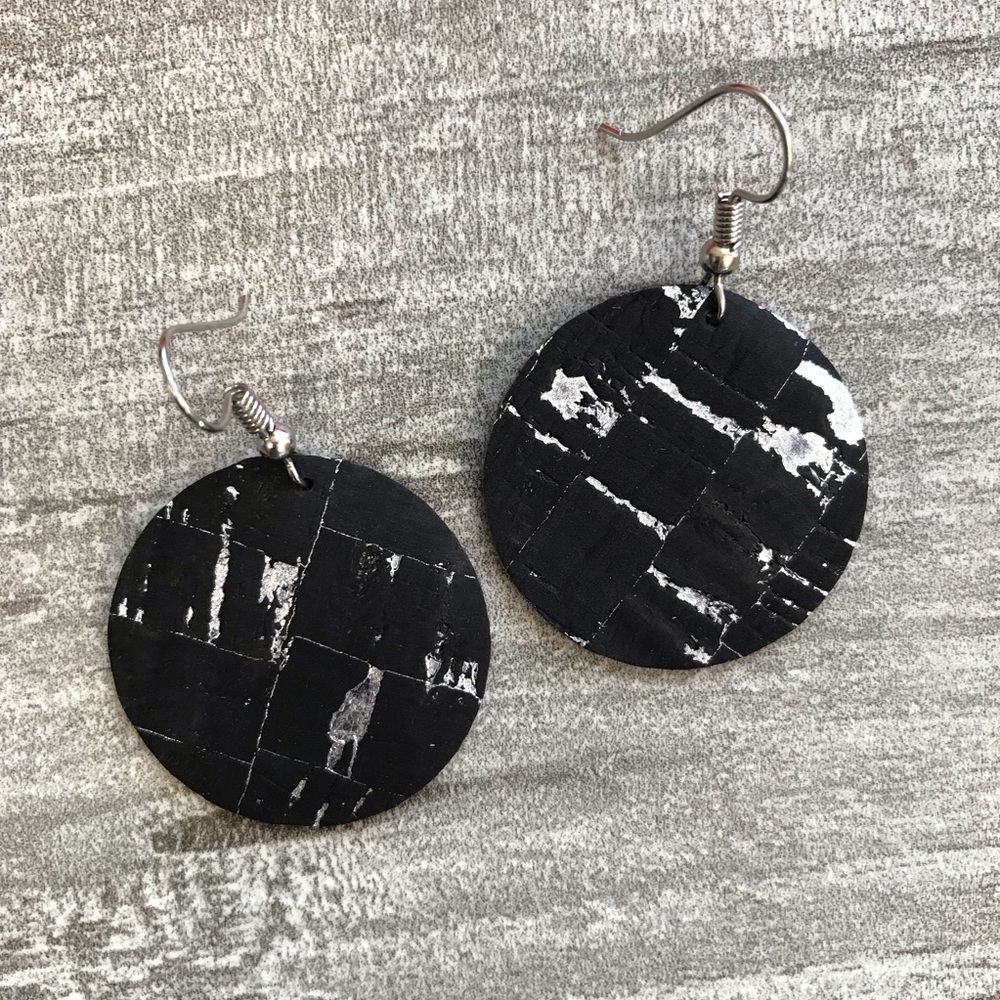 🔵Handmade Cork Style Circle Earrings